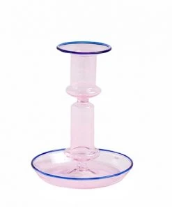 HAY Flare Candle Holder - Pink With Blue Rim