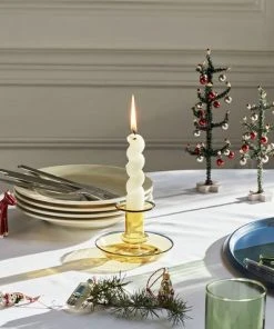 HAY Flare Candle Holder In Yellow