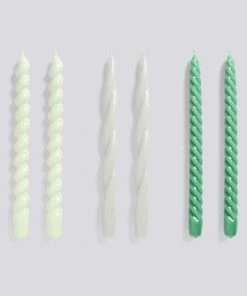 HAY Candle Long Mix 6 Pcs Mint Light Grey Green