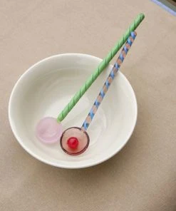 HAY Glass Spoons Set De 2 Turquoise Light Pink