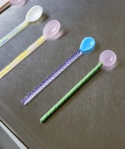 HAY Glass Spoons Set De 2 Turquoise Light Pink