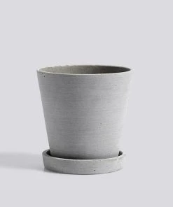 HAY Flowerpot With Saucer Grey M 14 x 13.5cm