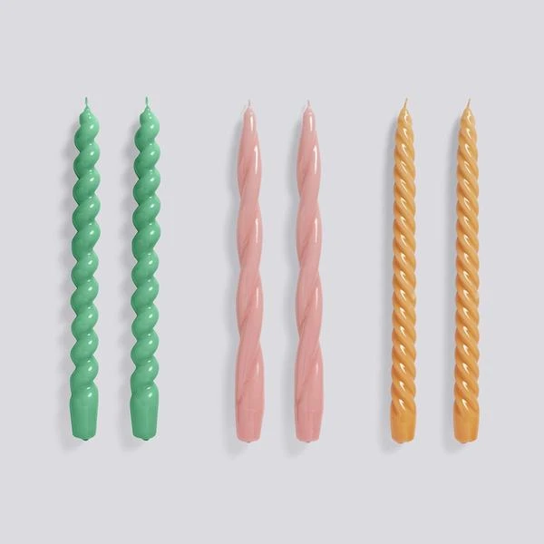 HAY Candle Long Mix 6 Pcs Green Dark Rose Tangerine 3 HAY Candle Long Mix 6 Pcs Green Dark Rose Tangerine