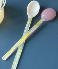HAY Glass Spoons Flat 2 Pcs Light Pink And White