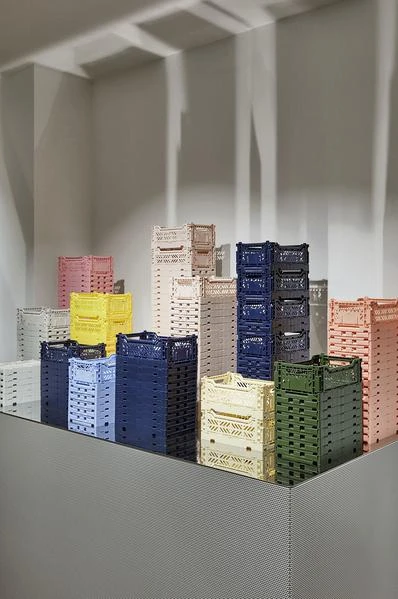 HAY Medium Coloured Crate In Light Yellow 3 HAY Medium Coloured Crate In Light Yellow