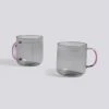 HAY Borosilicate Mug Light Grey With Pink Handle