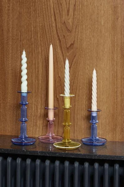 HAY Flare Tall Yellow With White Rim Candle Holder 4 HAY Flare Tall Yellow With White Rim Candle Holder