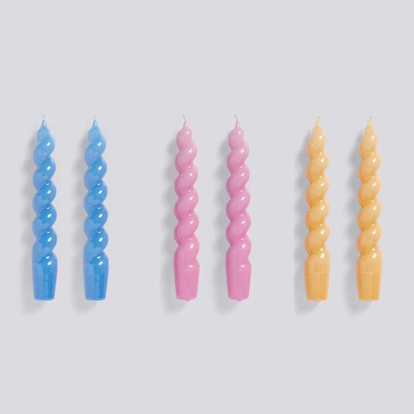 HAY Candle Spiral 6 Pcs Sky Blue Dark Pink Dark Peach 3 HAY Candle Spiral 6 Pcs Sky Blue Dark Pink Dark Peach