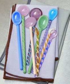 HAY Glass Spoons Mono 2 Pcs Sky Blue And Green