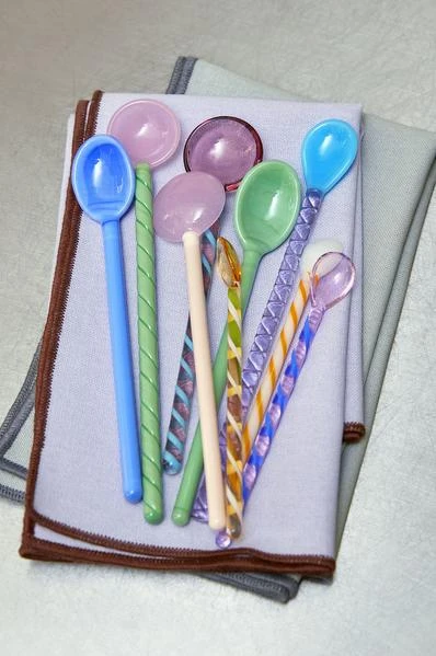 HAY Glass Spoons Mono 2 Pcs Sky Blue And Green 3 HAY Glass Spoons Mono 2 Pcs Sky Blue And Green