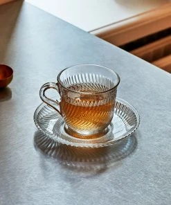 HAY Pirouette Glass Cup & Saucer Set of 2