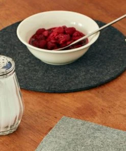 HAY Set of 4 Dark Grey Felt Placemats and Coasters