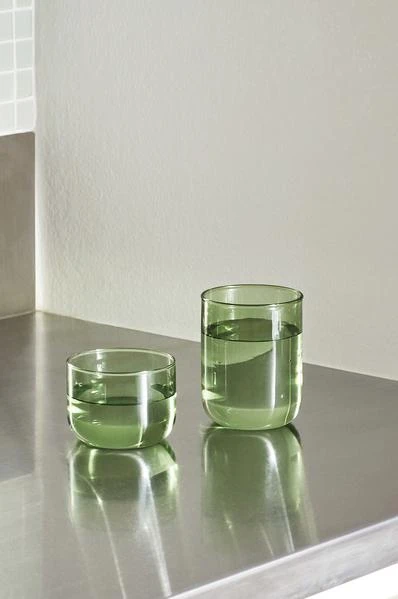 HAY Set Of 2 Green Tint Tumblers 3 HAY Set Of 2 Green Tint Tumblers