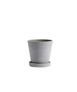 HAY Maceta Flowerpot with Saucer M Grey
