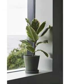 HAY Flowerpot With Saucer Grey M 14 x 13.5cm