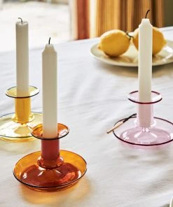 HAY Pink Glass Flare Candlestick