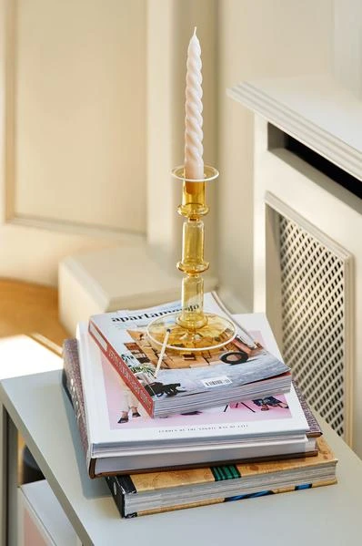 HAY Flare Tall Yellow With White Rim Candle Holder 3 HAY Flare Tall Yellow With White Rim Candle Holder