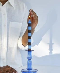 HAY Stripe Candle - Steel Blue and Light Blue 10 HAY Stripe Candle - Steel Blue and Light Blue