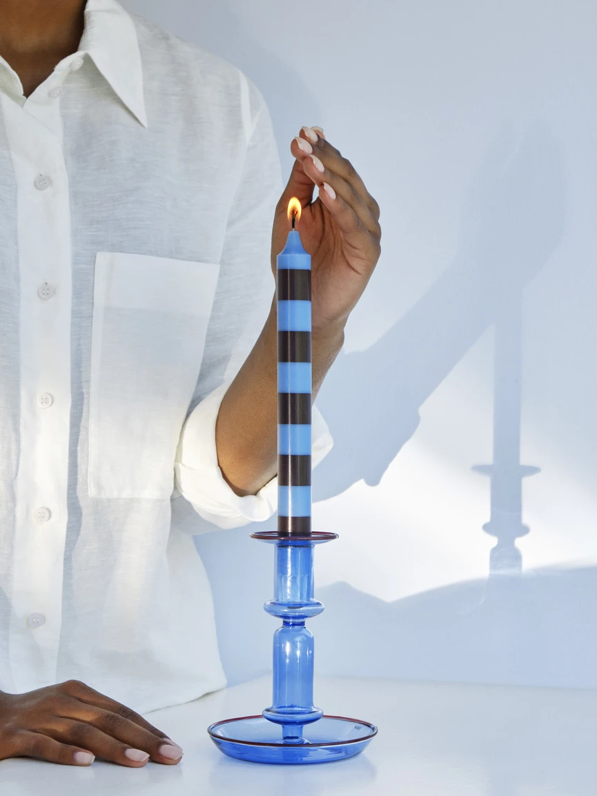 HAY Stripe Candle - Steel Blue and Light Blue 4 HAY Stripe Candle - Steel Blue and Light Blue