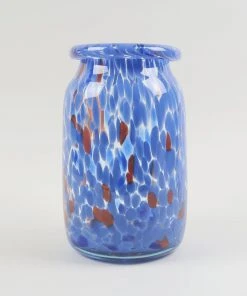 HAY Hand Blown Splash Vase – Blue – Roll Neck