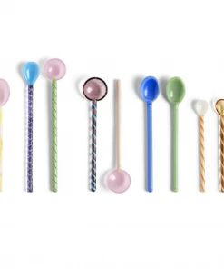 HAY Set of 2 Glass Spoons Twist Turquoise Pink 13 HAY Set of 2 Glass Spoons Twist Turquoise Pink