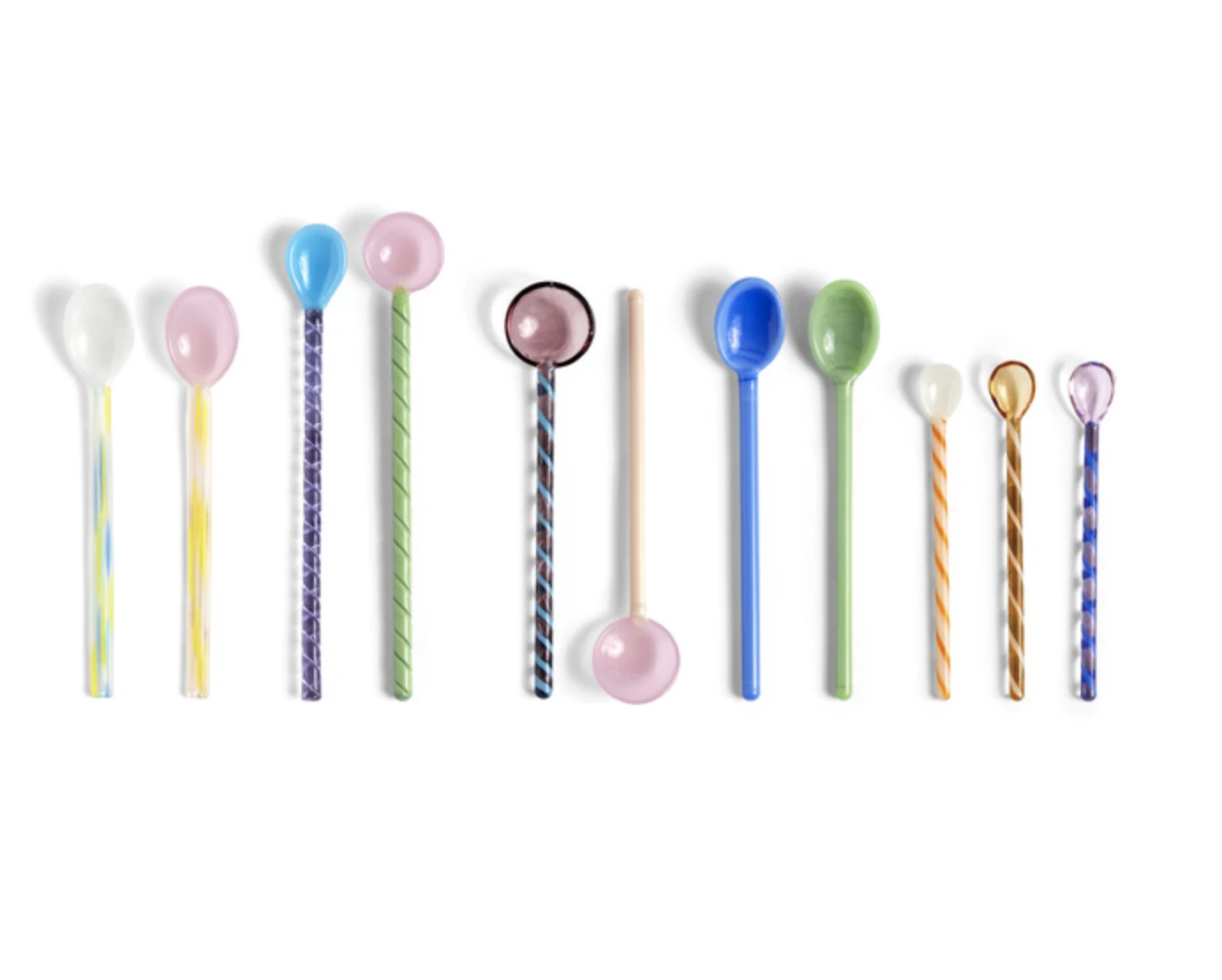 HAY Set of 2 Glass Spoons Twist Turquoise Pink 8 HAY Set of 2 Glass Spoons Twist Turquoise Pink