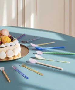 HAY Set of 2 Glass Spoons Twist Turquoise Pink 11 HAY Set of 2 Glass Spoons Twist Turquoise Pink