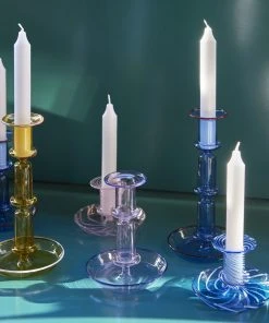 HAY Flare Candleholder / Stripe Pink with White