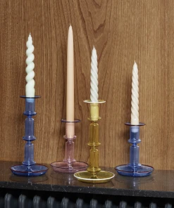 HAY Flare Glass Candleholder Tall Yellow 10 HAY Flare Glass Candleholder Tall Yellow