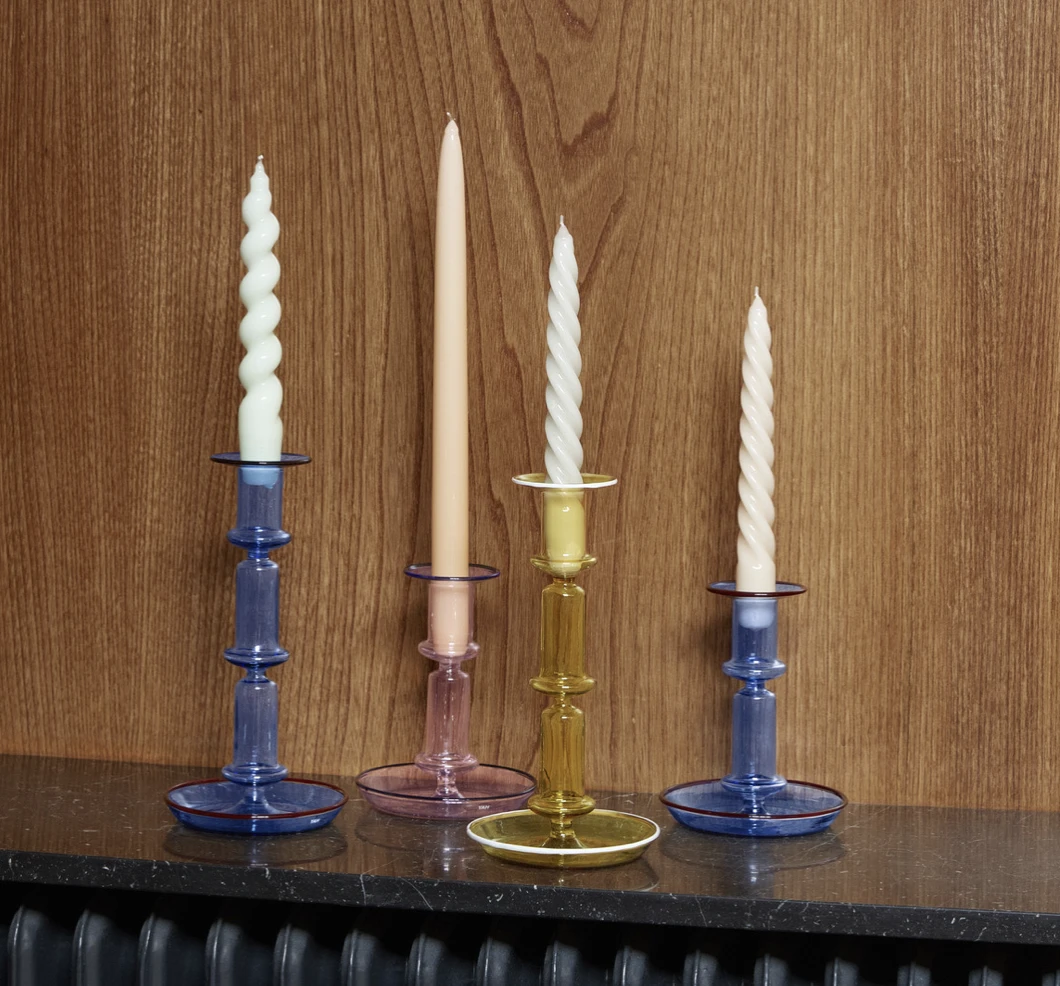 HAY Flare Glass Candleholder Tall Yellow 6 HAY Flare Glass Candleholder Tall Yellow