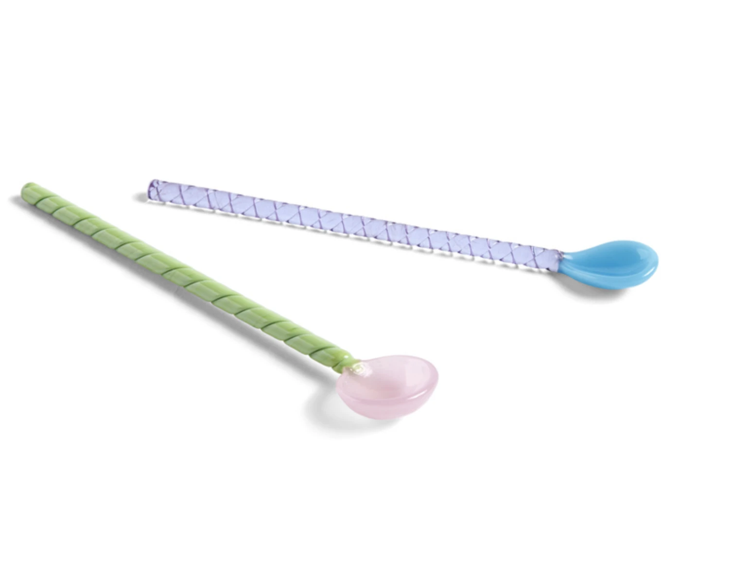 HAY Set of 2 Glass Spoons Twist Turquoise Pink 3 HAY Set of 2 Glass Spoons Twist Turquoise Pink