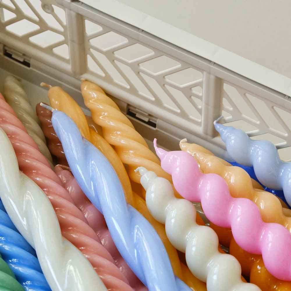 HAY Candle Spiral Tangerine, Light Blue and Light Grey Set of 6 4 HAY Candle Spiral Tangerine, Light Blue and Light Grey Set of 6