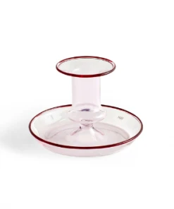 HAY Flare Pink Glass Candle Holder