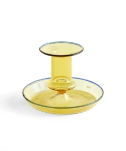 HAY Flare Yellow Glass Candle Holder