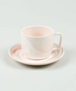 HAY Set of 2 Small Pink Twist Cup and Saucer