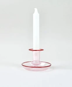 HAY Pink Glass Flare Candlestick