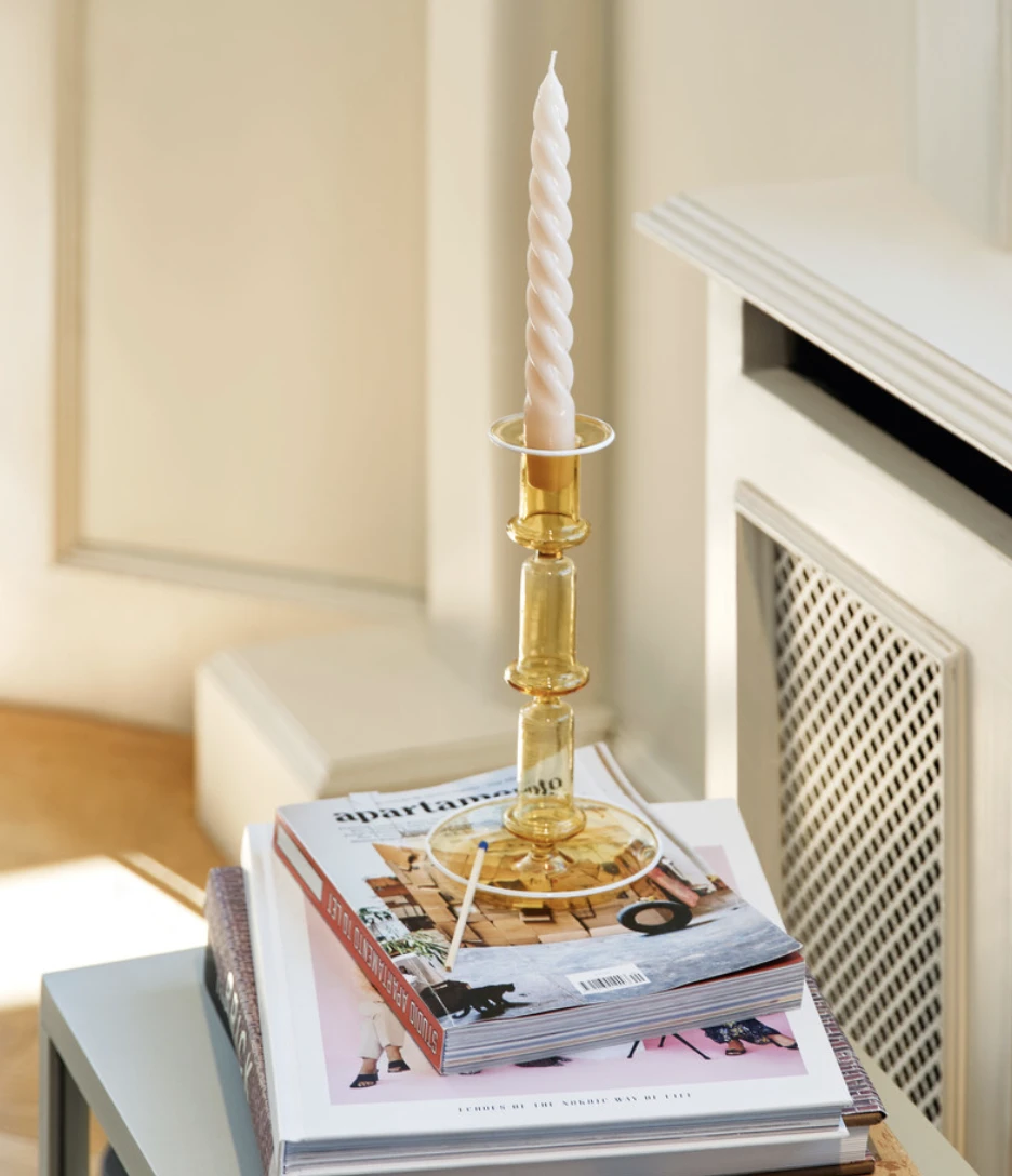 HAY Flare Glass Candleholder Tall Yellow 4 HAY Flare Glass Candleholder Tall Yellow