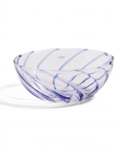 HAY Set of 2 Glass Striped Bowls Pink Blue
