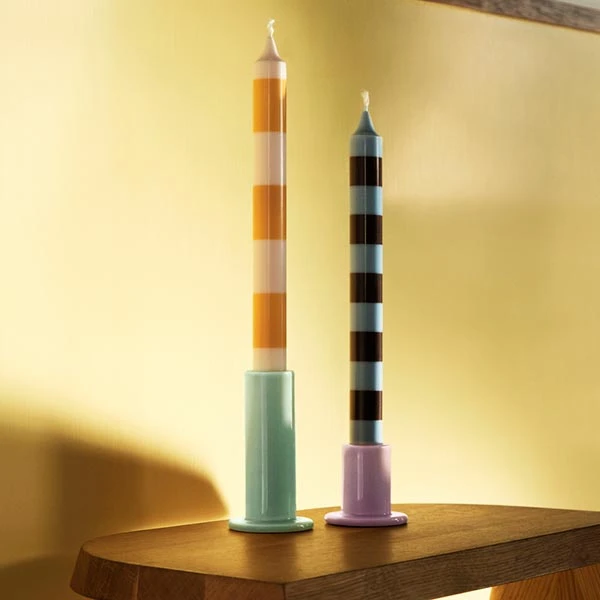 HAY Stripe Candle Blue/Bordeaux 4 HAY Stripe Candle Blue/Bordeaux