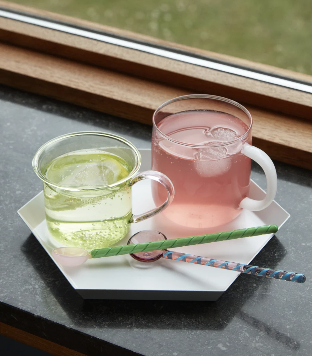 HAY Set of 2 Glass Spoons Twist Turquoise Pink 4 HAY Set of 2 Glass Spoons Twist Turquoise Pink