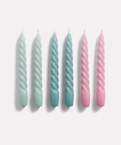 HAY Candle Twist Artic, Teal and Pink Set of 6