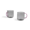 HAY Juego De 2 Tazas Borosilicate Mug Light Grey / Pink