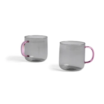 HAY Juego De 2 Tazas Borosilicate Mug Light Grey / Pink 3 HAY Juego De 2 Tazas Borosilicate Mug Light Grey / Pink