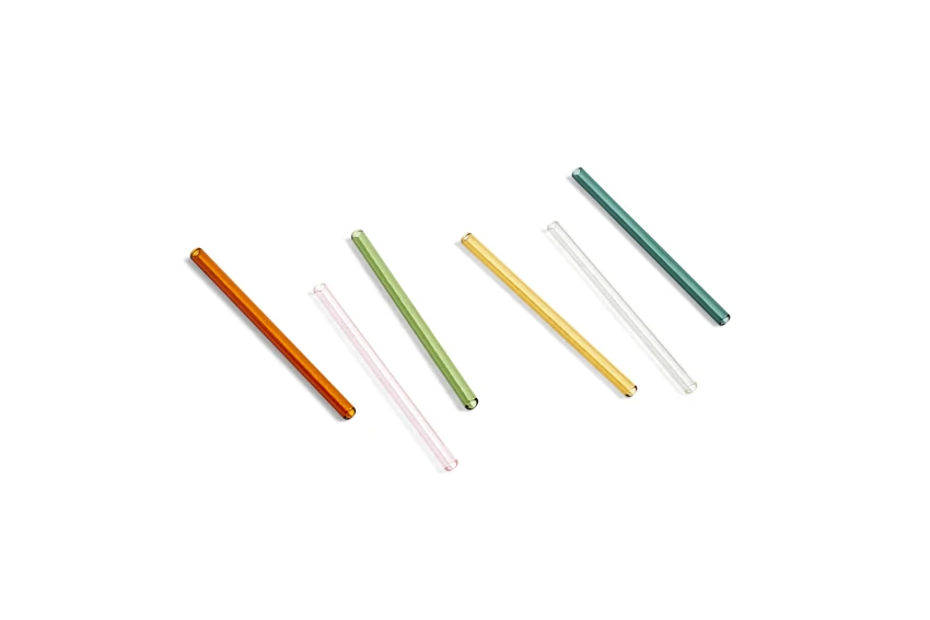 HAY Set of 6 Multicoloured Reusable Glass Sip Cocktail Straws 4 HAY Set of 6 Multicoloured Reusable Glass Sip Cocktail Straws
