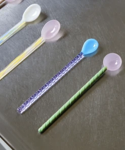 HAY Set of 2 Glass Spoons Twist Turquoise Pink 10 HAY Set of 2 Glass Spoons Twist Turquoise Pink